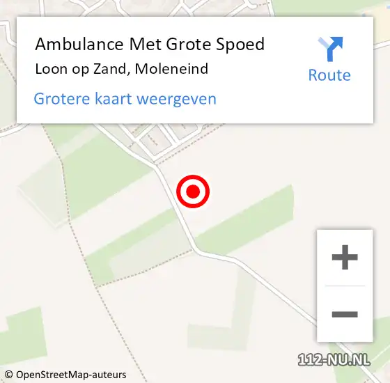 Locatie op kaart van de 112 melding: Ambulance Met Grote Spoed Naar Loon op Zand, Moleneind op 4 maart 2016 20:25