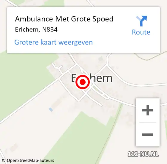 Locatie op kaart van de 112 melding: Ambulance Met Grote Spoed Naar Erichem, N834 op 4 maart 2016 21:20