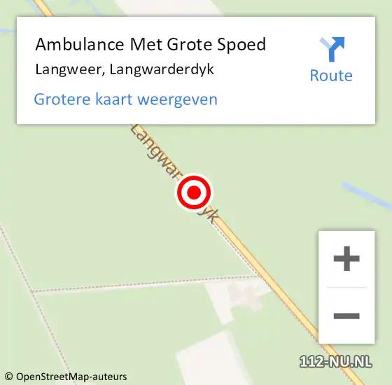 Locatie op kaart van de 112 melding: Ambulance Met Grote Spoed Naar Langweer, Langwarderdyk op 4 maart 2016 21:39