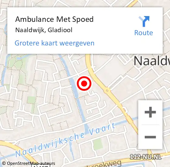 Locatie op kaart van de 112 melding: Ambulance Met Spoed Naar Naaldwijk, Gladiool op 4 maart 2016 23:11