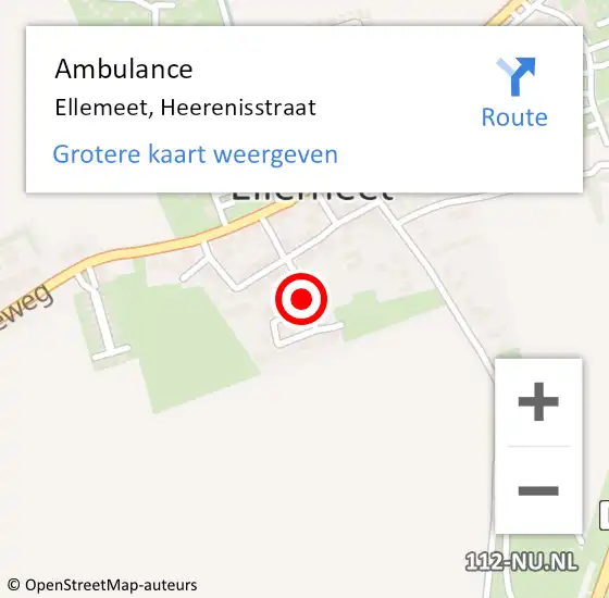 Locatie op kaart van de 112 melding: Ambulance Ellemeet, Heerenisstraat op 4 maart 2016 23:19