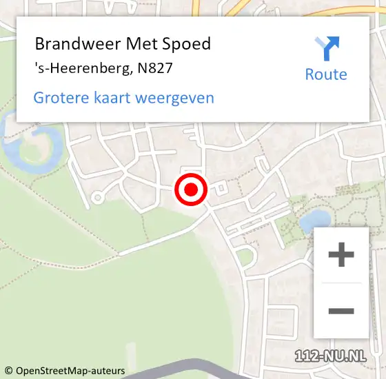 Locatie op kaart van de 112 melding: Brandweer Met Spoed Naar 's-Heerenberg, N827 op 5 maart 2016 00:36