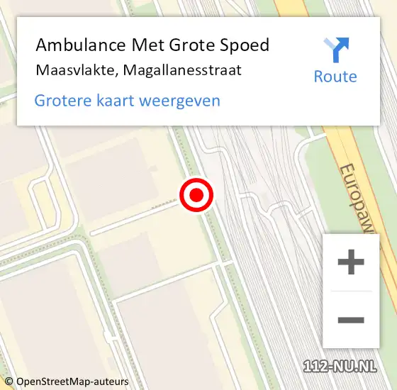 Locatie op kaart van de 112 melding: Ambulance Met Grote Spoed Naar Maasvlakte, Magallanesstraat op 7 december 2013 20:33