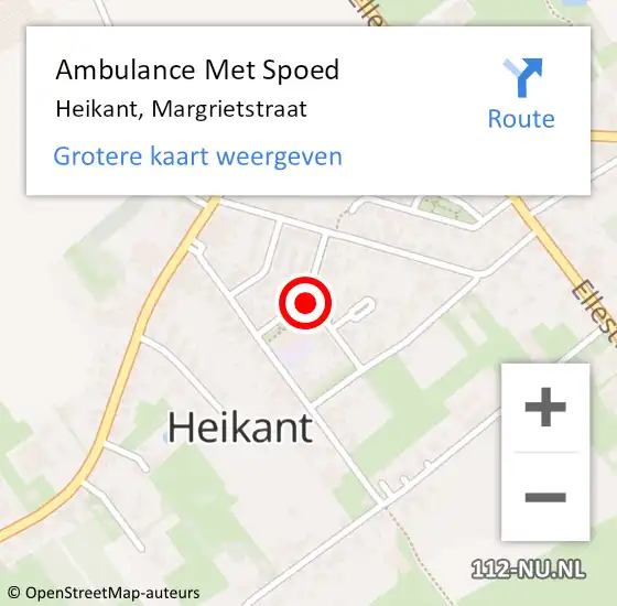 Locatie op kaart van de 112 melding: Ambulance Met Spoed Naar Heikant, Margrietstraat op 5 maart 2016 02:00