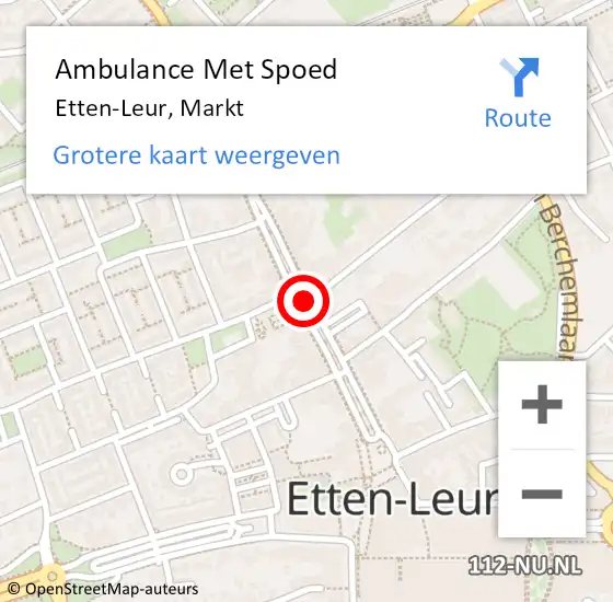 Locatie op kaart van de 112 melding: Ambulance Met Spoed Naar Etten-Leur, Markt op 5 maart 2016 02:53