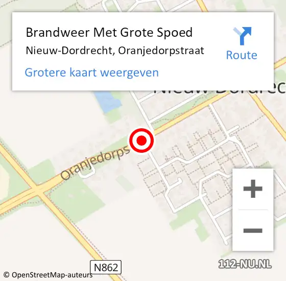 Locatie op kaart van de 112 melding: Brandweer Met Grote Spoed Naar Nieuw-Dordrecht, Oranjedorpstraat op 7 december 2013 20:37