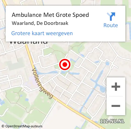 Locatie op kaart van de 112 melding: Ambulance Met Grote Spoed Naar Waarland, De Doorbraak op 5 maart 2016 08:44