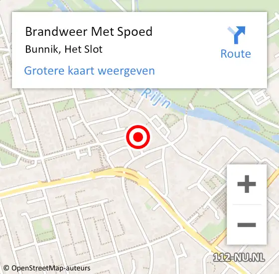 Locatie op kaart van de 112 melding: Brandweer Met Spoed Naar Bunnik, Het Slot op 5 maart 2016 10:37