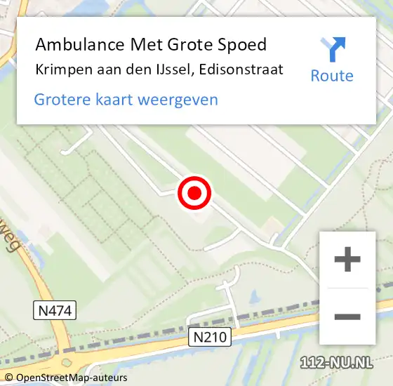 Locatie op kaart van de 112 melding: Ambulance Met Grote Spoed Naar Krimpen aan den IJssel, Edisonstraat op 5 maart 2016 11:08