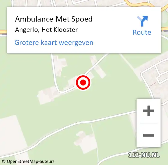 Locatie op kaart van de 112 melding: Ambulance Met Spoed Naar Angerlo, Het Klooster op 5 maart 2016 11:11