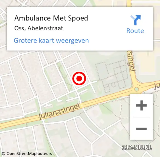 Locatie op kaart van de 112 melding: Ambulance Met Spoed Naar Oss, Abelenstraat op 5 maart 2016 11:16