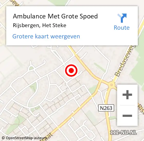 Locatie op kaart van de 112 melding: Ambulance Met Grote Spoed Naar Rijsbergen, Het Steke op 5 maart 2016 11:17