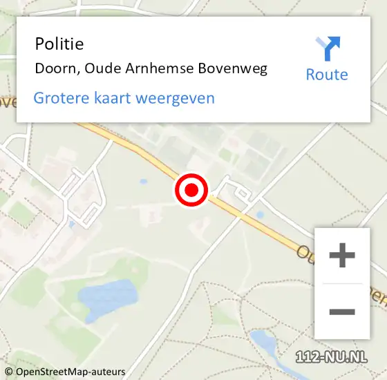 Locatie op kaart van de 112 melding: Politie Doorn, Oude Arnhemse Bovenweg op 5 maart 2016 11:21