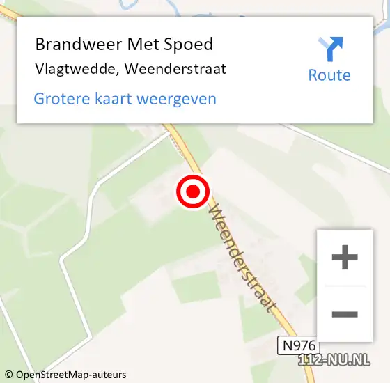 Locatie op kaart van de 112 melding: Brandweer Met Spoed Naar Vlagtwedde, Weenderstraat op 5 maart 2016 11:32