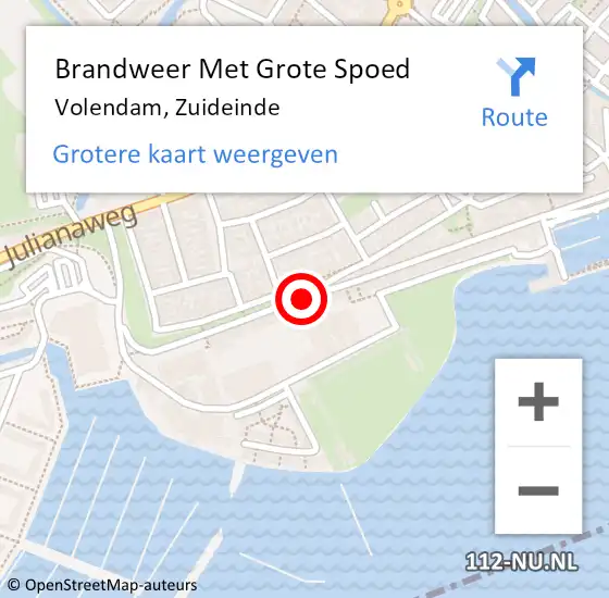 Locatie op kaart van de 112 melding: Brandweer Met Grote Spoed Naar Volendam, Zuideinde op 5 maart 2016 11:45