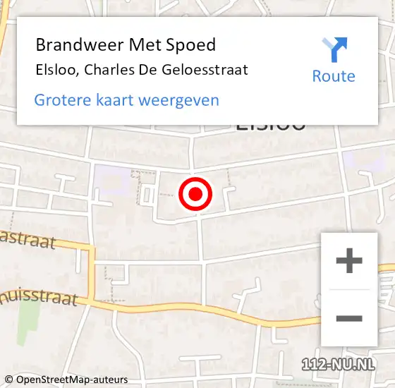 Locatie op kaart van de 112 melding: Brandweer Met Spoed Naar Elsloo, Charles De Geloesstraat op 5 maart 2016 11:55