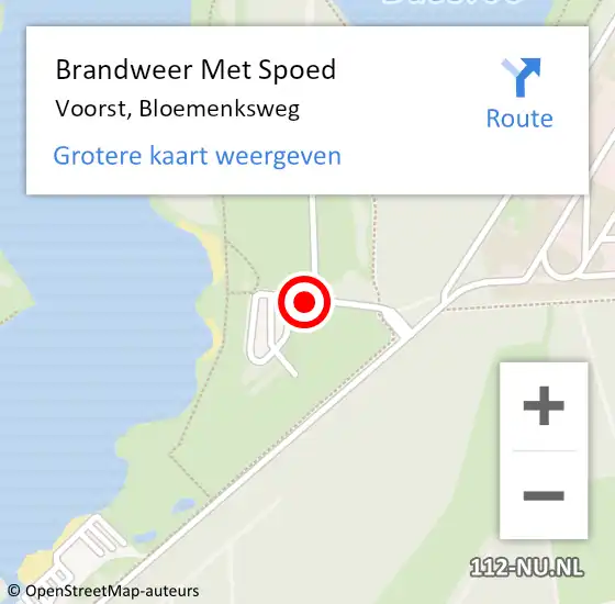 Locatie op kaart van de 112 melding: Brandweer Met Spoed Naar Voorst, Bloemenksweg op 5 maart 2016 11:58