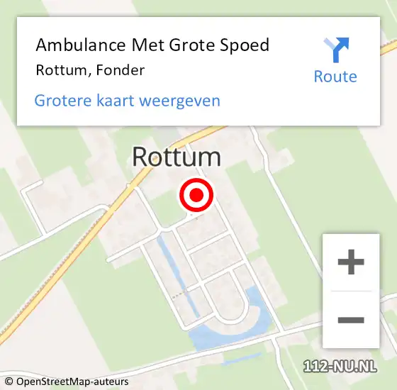 Locatie op kaart van de 112 melding: Ambulance Met Grote Spoed Naar Rottum, Fonder op 5 maart 2016 12:04