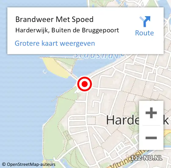 Locatie op kaart van de 112 melding: Brandweer Met Spoed Naar Harderwijk, Buiten de Bruggepoort op 5 maart 2016 12:21