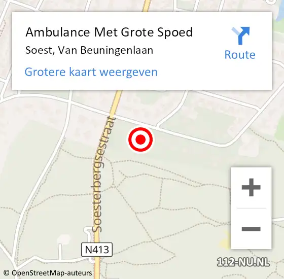 Locatie op kaart van de 112 melding: Ambulance Met Grote Spoed Naar Soest, Van Beuningenlaan op 5 maart 2016 12:25