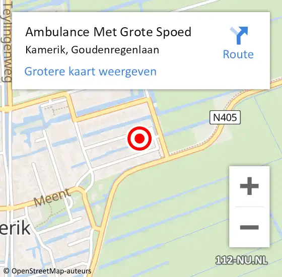 Locatie op kaart van de 112 melding: Ambulance Met Grote Spoed Naar Kamerik, Goudenregenlaan op 5 maart 2016 12:31