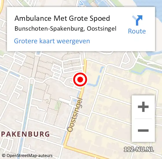 Locatie op kaart van de 112 melding: Ambulance Met Grote Spoed Naar Bunschoten-Spakenburg, Oostsingel op 5 maart 2016 12:53