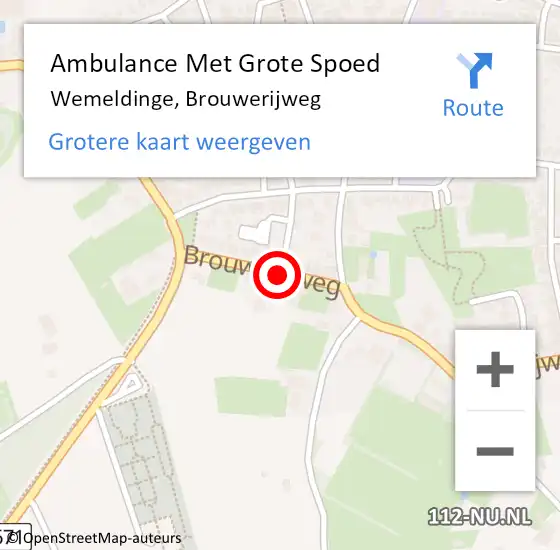 Locatie op kaart van de 112 melding: Ambulance Met Grote Spoed Naar Wemeldinge, Brouwerijweg op 5 maart 2016 13:09