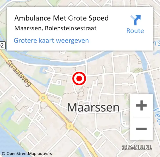 Locatie op kaart van de 112 melding: Ambulance Met Grote Spoed Naar Maarssen, Bolensteinsestraat op 5 maart 2016 13:13