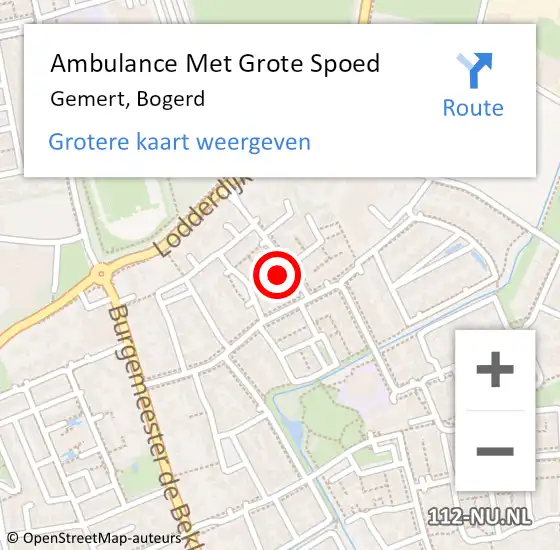 Locatie op kaart van de 112 melding: Ambulance Met Grote Spoed Naar Gemert, Bogerd op 5 maart 2016 13:54