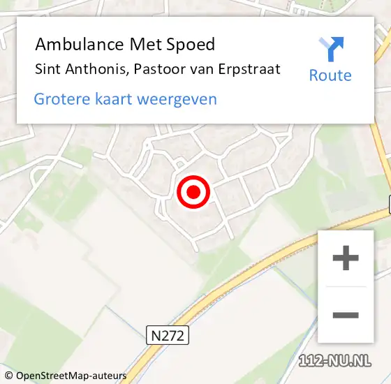 Locatie op kaart van de 112 melding: Ambulance Met Spoed Naar Sint Anthonis, Pastoor van Erpstraat op 5 maart 2016 14:23