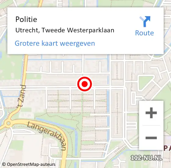 Locatie op kaart van de 112 melding: Politie Utrecht, Tweede Westerparklaan op 5 maart 2016 14:25