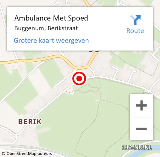 Locatie op kaart van de 112 melding: Ambulance Met Spoed Naar Buggenum, Berikstraat op 5 maart 2016 15:00