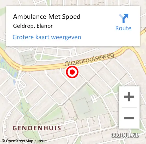 Locatie op kaart van de 112 melding: Ambulance Met Spoed Naar Geldrop, Elanor op 5 maart 2016 15:17