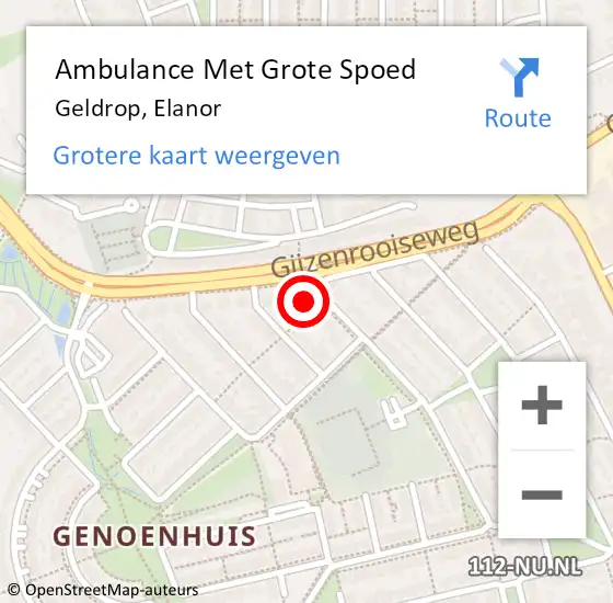 Locatie op kaart van de 112 melding: Ambulance Met Grote Spoed Naar Geldrop, Elanor op 5 maart 2016 15:22