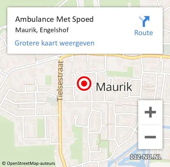 Locatie op kaart van de 112 melding: Ambulance Met Spoed Naar Maurik, Engelshof op 5 maart 2016 15:25