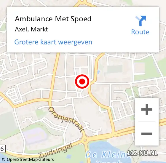 Locatie op kaart van de 112 melding: Ambulance Met Spoed Naar Axel, Markt op 5 maart 2016 15:46