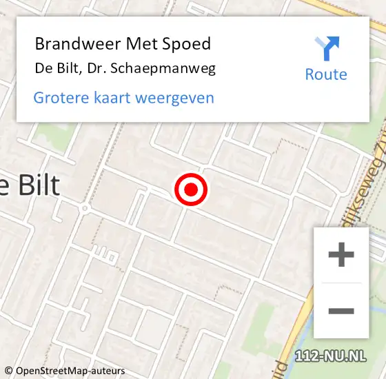 Locatie op kaart van de 112 melding: Brandweer Met Spoed Naar De Bilt, Dr. Schaepmanweg op 7 december 2013 21:48