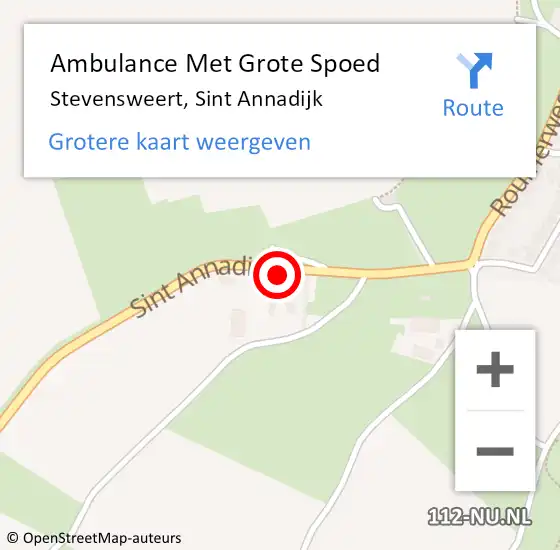 Locatie op kaart van de 112 melding: Ambulance Met Grote Spoed Naar Stevensweert, Sint Annadijk op 5 maart 2016 16:37