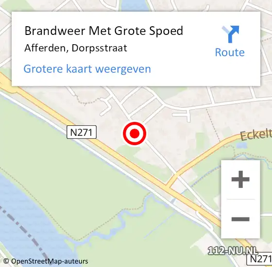 Locatie op kaart van de 112 melding: Brandweer Met Grote Spoed Naar Afferden, Dorpsstraat op 5 maart 2016 17:09