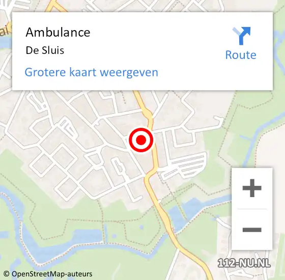 Locatie op kaart van de 112 melding: Ambulance De Sluis op 5 maart 2016 17:24