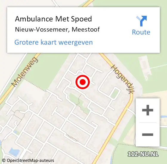 Locatie op kaart van de 112 melding: Ambulance Met Spoed Naar Nieuw-Vossemeer, Meestoof op 5 maart 2016 18:03