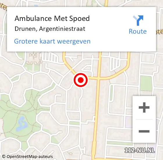 Locatie op kaart van de 112 melding: Ambulance Met Spoed Naar Drunen, Argentiniestraat op 5 maart 2016 18:04