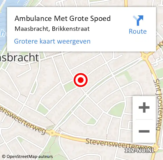 Locatie op kaart van de 112 melding: Ambulance Met Grote Spoed Naar Maasbracht, Brikkenstraat op 5 maart 2016 18:12