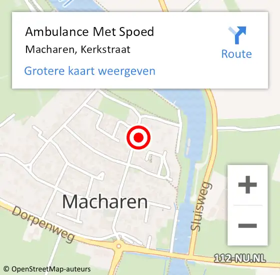 Locatie op kaart van de 112 melding: Ambulance Met Spoed Naar Macharen, Kerkstraat op 5 maart 2016 18:21