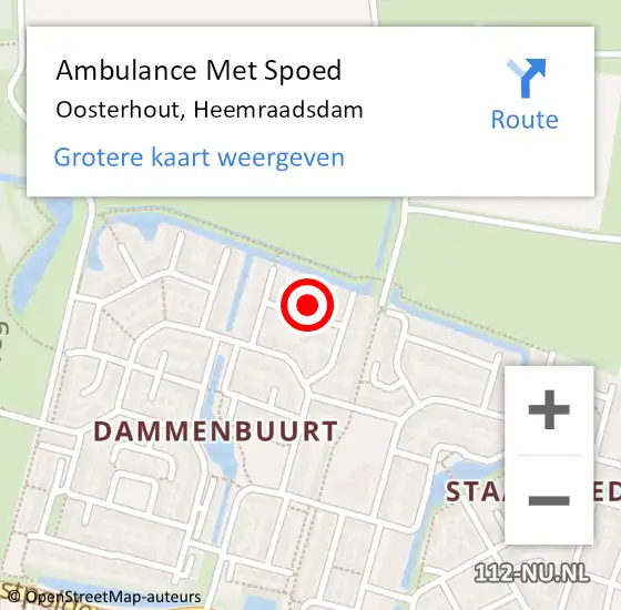 Locatie op kaart van de 112 melding: Ambulance Met Spoed Naar Oosterhout, Heemraadsdam op 5 maart 2016 18:37