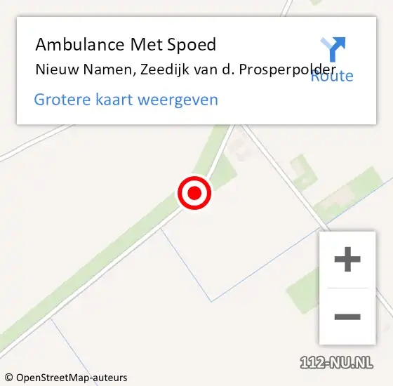 Locatie op kaart van de 112 melding: Ambulance Met Spoed Naar Nieuw Namen, Zeedijk van d. Prosperpolder op 5 maart 2016 21:36