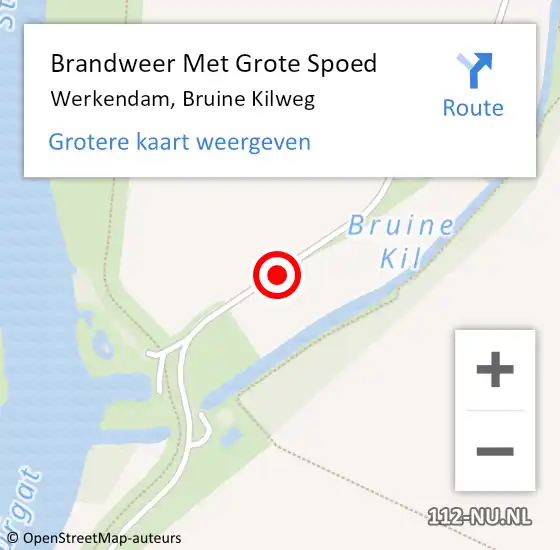 Locatie op kaart van de 112 melding: Brandweer Met Grote Spoed Naar Werkendam, Bruine Kilweg op 5 maart 2016 21:39