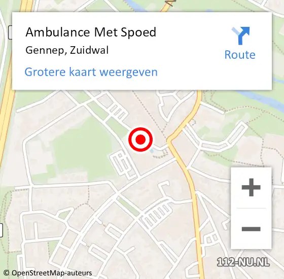 Locatie op kaart van de 112 melding: Ambulance Met Spoed Naar Gennep, Zuidwal op 5 maart 2016 21:59