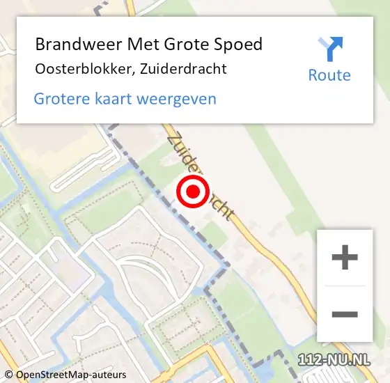 Locatie op kaart van de 112 melding: Brandweer Met Grote Spoed Naar Oosterblokker, Zuiderdracht op 5 maart 2016 22:49