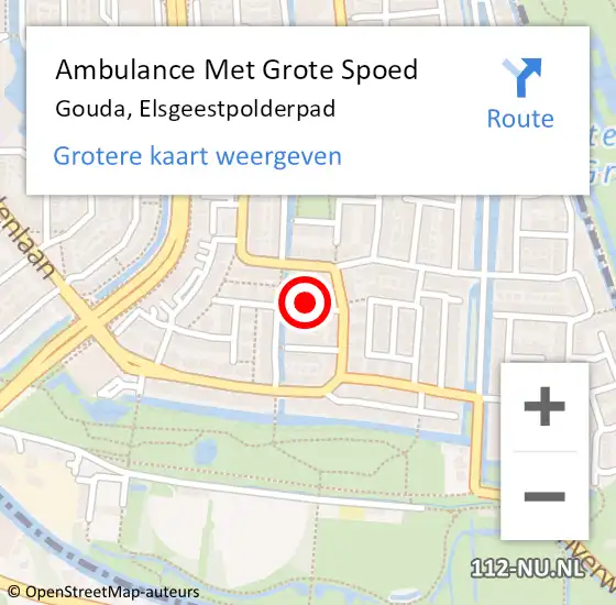 Locatie op kaart van de 112 melding: Ambulance Met Grote Spoed Naar Gouda, Elsgeestpolderpad op 5 maart 2016 23:22